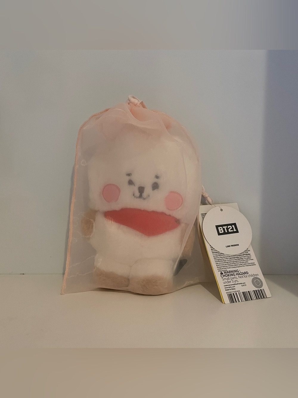 Official BT21 RJ Baby Flat Fur Standing Doll 7.9”